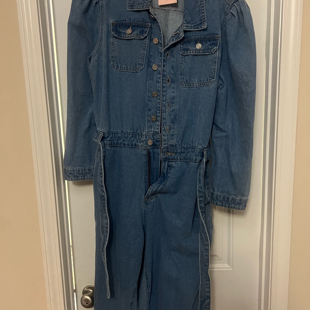 Missguided Blue Denim Jumpsuit